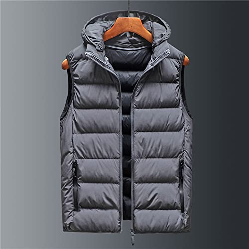Chaleco Plumas Hombre Ligero,Chalecos Para Hombre Moda Gris Con Capucha Tallas Grandes Calentadores De Cuerpo Chaleco Chaleco Ligero Acolchado Chaqueta Sin Mangas Informal Abrigo Chaleco Al Aire Lib Cover