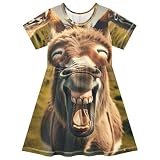 Funny Donkey Girls Dress Classic A Line Toddler Dress Upf50 Sun Protection Summer, 2T, Divertente asino, 5-6 Anni
