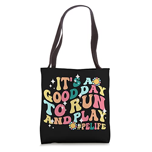 It's A Good Day To Run And Play Retro Groovy PE Life Tote Bag miniatura 1