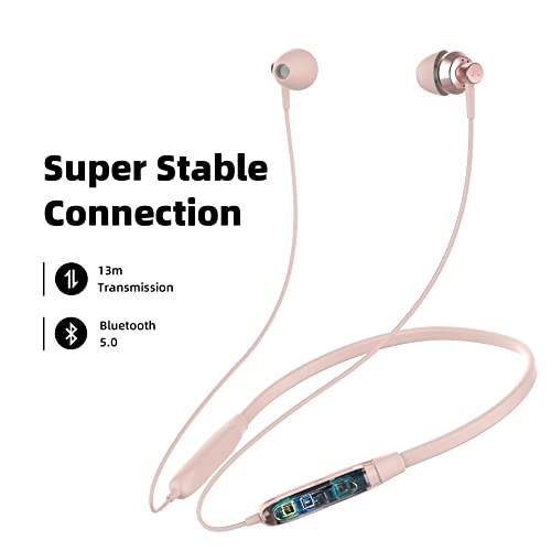 Soundmagic S20BT Neckband Bluetooth Headphones Wireless Earphones HiFi Stereo in Ear Headset with Microphone Lightweight Sports Earbuds Long Playtime Stable Connection Pink - Image 2