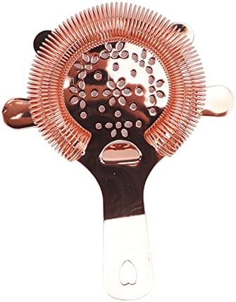 Strainer, Stainless Steel Cocktail Strainer 4 Prong Hawthorne Strainer with Flexible Spring, 6 x 4.8in(Rose Gold) - Thumbnail 3