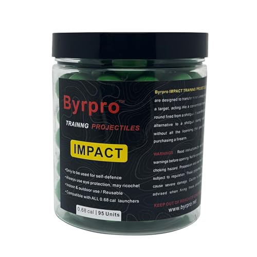 Byrpro Reusable Hard-Solid Plastic Rounds for Training, Practice and Self Defense, 0.68 Caliber - (95 Count) （Green）