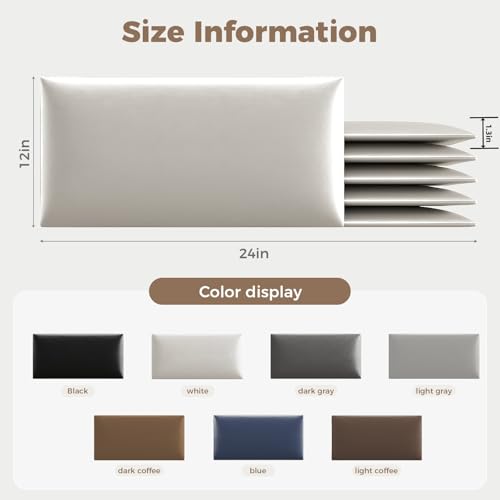 لوح امامي بيج من ماككل - لوح خلفي يثبت على الحائط للسرير مقاس كوين، 24 × 12 انش، راس سرير مزخرف سهل التركيب وقابل للتقشير واللصق، لوح امامي بحجم كوين لديكور غرفة النوم - 12 قطعة