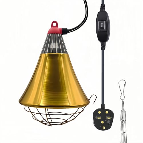 PetFizz Poultry Heat Lamp Fixture Infrared Heat Lamp Holder High/Low Switch Infra Red Heat Lamp for Puppies Chicks Brooder Poultry Chicks