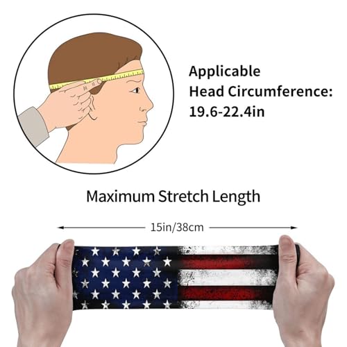 Image of American Flag Sports Headband Moisture Wicking Sweatband for Men Women Running Hiking Cycling Yoga Fitness Workout