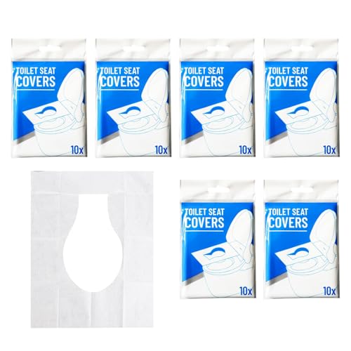 Zuroki Protector Wc Desechable 60 Piezas, Funda para Asiento de Inodoro de Papel para Viaje, Fundas Desechables para Asientos de WC para Niños Mujeres Embarazadas Adultos