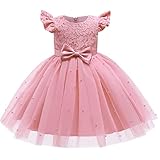 TTYAOVO Baby Mädchen Tüll Geburtstagsfeier Kleid Prinzessin Tutu Bogen Ballkleid Größe(80) 6-12 Monate 751 Rosa