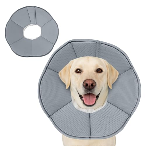 Image of MAXFUT Dog Cone Collar,Soft Cone for Dogs to Stop Licking After Surgery,Non Inflatable Dog Donut Cone (Grey, XXL)