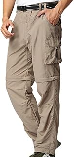 Mens Hiking Pants Convertible Zip Off Fishing Travel Safari Quick Dry Lightweight Trousers