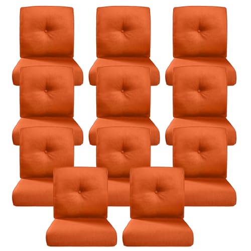 Image of Luxury 4 inch Thick Outdoor Cushion Set of 11 - 22x24 Patio Furniture Cushions with 28D High-Density Foam, Water-Resistant & Fade-Resistant Fabric, Removable Covers for Patio Furniture Sofa Couch -Orange