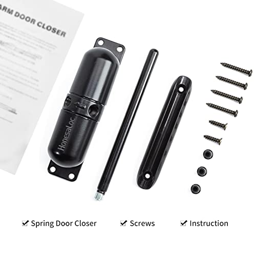 Honesaloc Safety Spring Door Closer, Automatic Door Closers, Easy To Install To Convert Hinged Doors To Self-Closing - Black #TOP6
