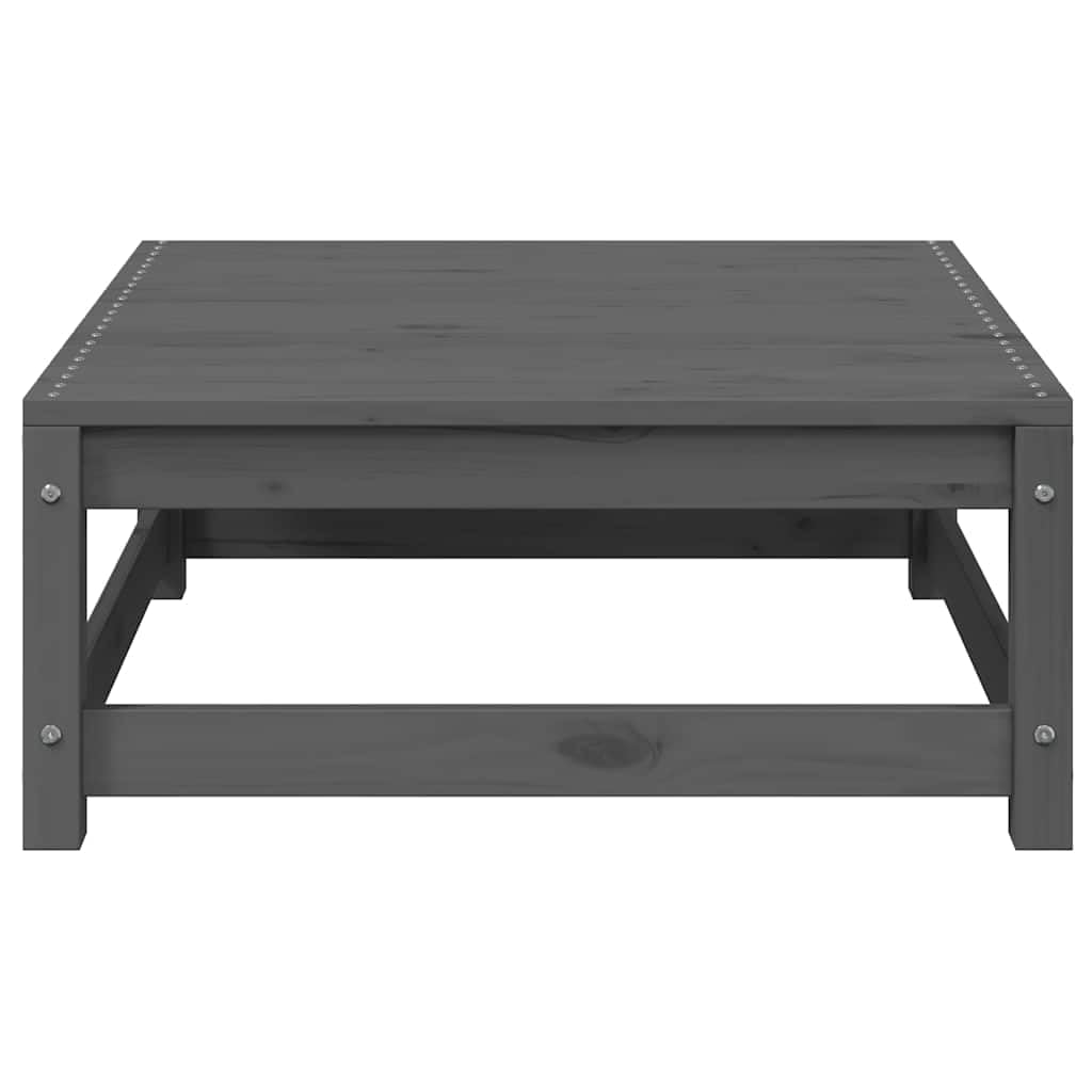 vidaXL Repose-Pied de Jardin avec Coussin Tabouret de Patio Repose-Pied de Terrasse Meuble d'Extérieur Meuble de Jardin Gris Bois de Pn Massif