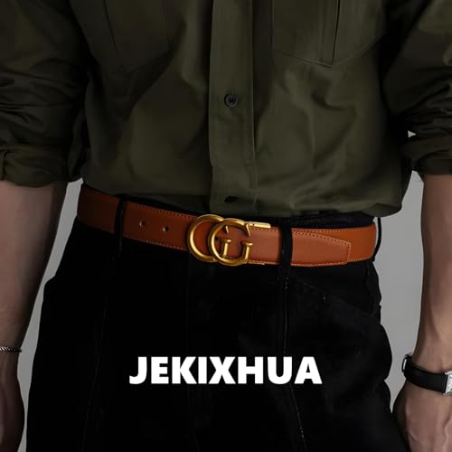 Mens Microfiber Synthetic Leather Belt for Men - Adjustable Strap with Gold Buckle, Belt for Business & Casual3