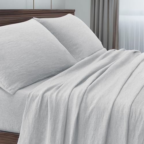 Ruggeri - Set Lenzuola Matrimoniali - Completo Letto - Made in Italy - 30% Lino 70% Cotone - Collezione Lino (Grigio Pietra)