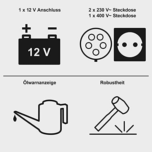 Scheppach Black Diesel Stromerzeuger DSE5500 mit Elektrostart | 7,9 PS | 5000W Leistung | 2x 230V, 1x 400V,...