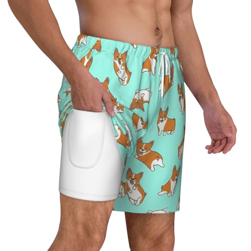 Short de bain Corgi pour homme en tissu respirant imprimé