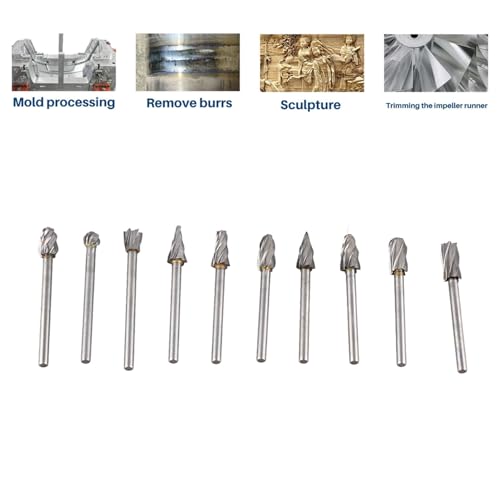Set de 10 fresas de carburo de tungsteno 3mm miniatura 5