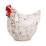 Figura gallina Pascua moderna: decoración primavera cerámica, adorno interior mesa y alféizar, figura decorativa estilo actual, elemento hogar elegante, pollito para colocar, 14 x 13 x 10 cm