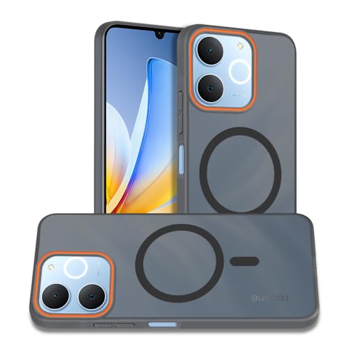 Image of AESTMO Realme C71 5G Back Cover | Slim Hard Shell | Matte Frosted Hard Back Translucent Back Cover for Realme C71 5G (Compatible with MagSafe Accessories, Black)