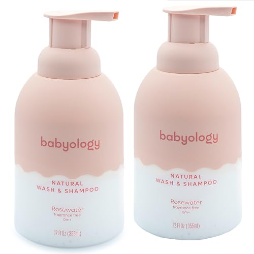 Image of Babyology All Natural Baby Wash and Shampoo - 100% Edible Ingredients - with Organic Rose Water (Unscented) - 12 FL. OZ - Good for Sensitive Skin - Non Toxic - Tear Free (Pack of 2)