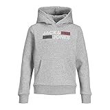 jungen pullover gr. 134 Mit Logo Print Jack & Jones Junior Herren JJECORP LOGO SWEAT HOOD NOOS JR Kapuzenpullover, Light Grey Melange/Detail:PLAY, 152