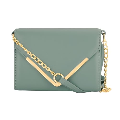 Image of Women Girls V-flap Crossbody Sling Bag with Embellished Gold Chain | Perfect For Party Travel Or Daily Use | Stylish Bag For Women