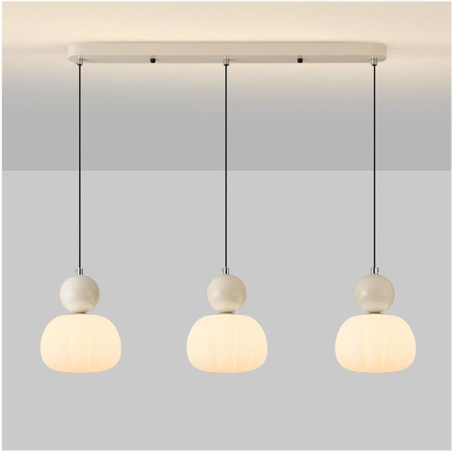 Lampe suspendue 3 têtes crème style nordique pour îlot de cuisine
