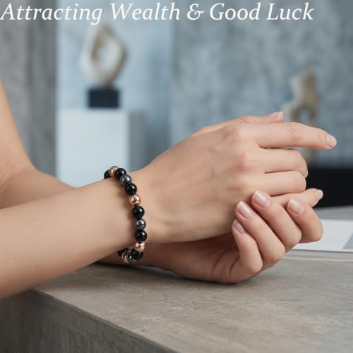 Image of Triple Protection 8mm Hematite Black Obsidian Copper Bracelet for Men