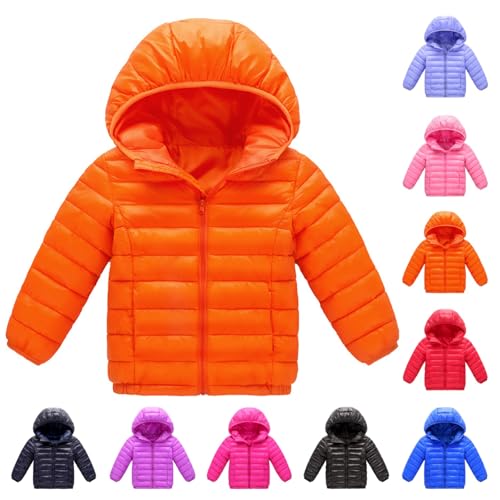 HIUARA Children's Fashion Winter Coats Solid Color Lightweight Down Jacket with Hood Zip Up Quilted Puffer Jackets2