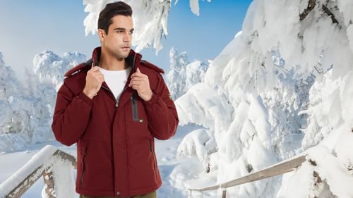 Image of QPNGRP Mens Waterproof Fleece Ski Jacket Windproof Winter Snow Coat