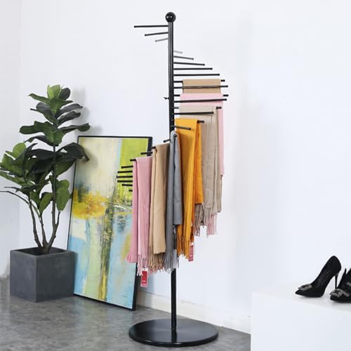 Soporte de exhibición en espiral independiente para bufanda, cinturón, chal, organizador de hiyab, ahorro de espacio para tienda y uso doméstico