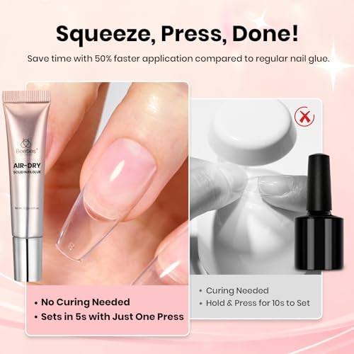 Image of Beetles Super Strong Nail Glue for Press On Nails, No UV Light Needed, 2Pcs 10g Quick Drying Semi Solid Nail Glue, Strong Hold for False & Acrylic Nails