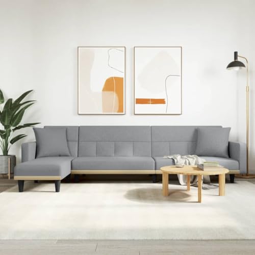 Sofas Baratos 3 plazas,Sofa Cama 2 plazas Oferta,Sofá Cama en Forma de L Tela Gris Claro 275x140x70 cmAdecuado para salón, Dormitorio