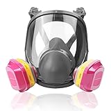 Evkocu Full Face Respirator Mask with 60923 Filter, Reusable Gas Cover Organic Vapor Mask, Paint Mask for Painting Spray, Dust, Epoxy Resin, Construction Work, Welding, Sanding, Woodworking, Chemical