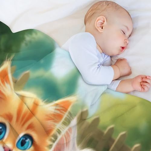 Couvre-lit Cute Chat et couverture en flannel douce 130×180cm - 5