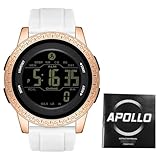 Mavaol Reloj Deportivo Exteriores 50M Resistente a la Lluvia FSTN Pantalla Semitransparente Hora de Ciudad Dual (Gold White)