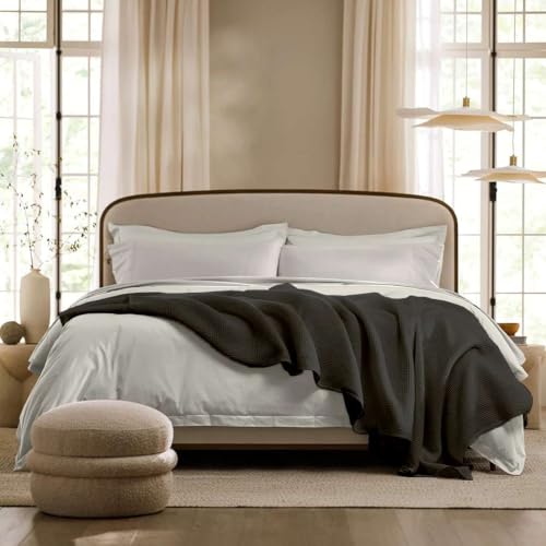 Image of Super Soft & Breathable 100% Microfiber Waffle Blanket - Throw Blanket and Quilt for Bed & Sofa King(102x108) Size - Smoky Black