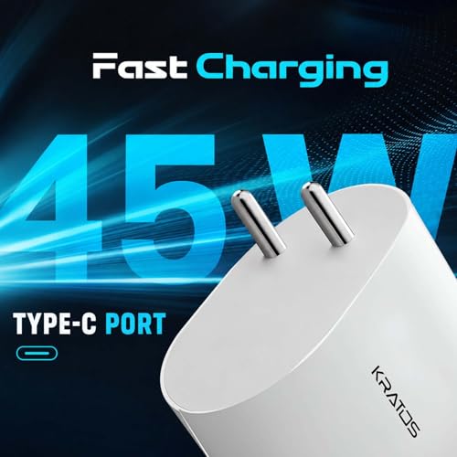 Image of Kratos 45W USB C Fast Charger Adapter for Google Pixel 9 /8 /7 /6 Series & Other Type C Devices | PD Super Fast Charging | BIS Certified | 1 Year Warranty