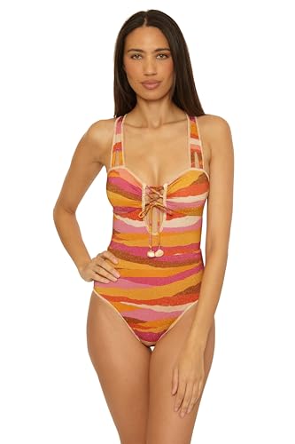 BECCA Women's Canyon Sunset One Piece Swimsuit, Adjustable, Bathing Suits