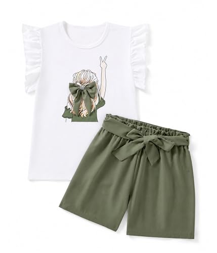 Image of Girls Summer Outfits Cute Sleeveless Top High Waisted Short Sets with Pockets Teen Girl Clothes Size 6-14 T