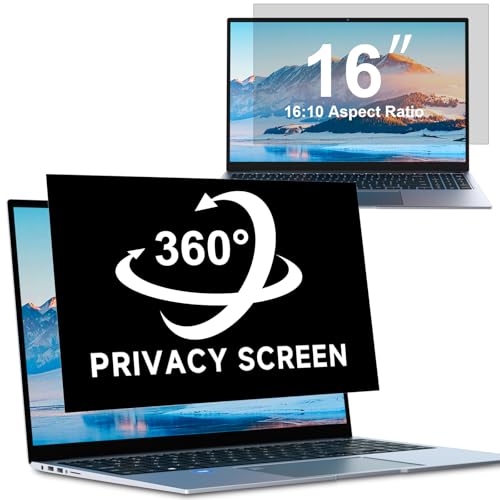 ZOEGAA 4-way 360Laptop Privacy Screen For 16 Inch 16:10 Computer Removable Privacy Screen For Computer Monitor Anti Glare And Blue Light Compatible With HP Dell Lenovo Asus Samsung Acer Thinkpad