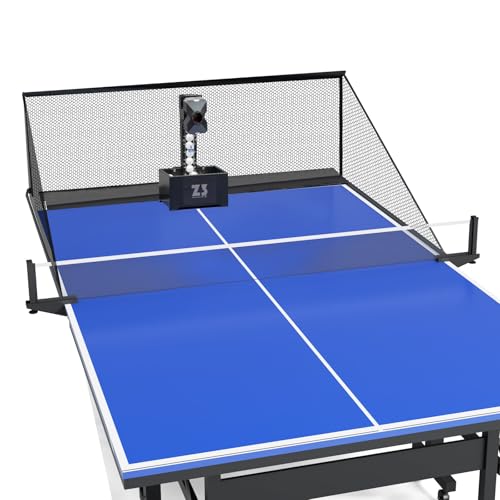 OUKANING Automatische Tischtennismaschine mit Fernbedienung 100 Bälle & Netz, Tischtennis-Roboter, Ping Pong Ball Wurfmaschine 35-90 Balls/Min, 10 Modi & Doppelrad-System, Ping Pong Ball Maschine