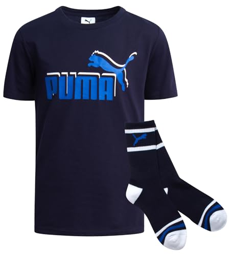 Image of PUMA Boys 2 Piece Graphic Tee Shirt & Matching Socks Set (Sizes S-XL)