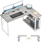 TRIUMPHKEY Escritorio Esquinero en L de 120x80 cm con Almacenamiento, Gris