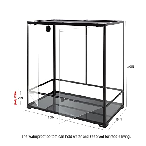 Image of REPTI ZOO Large Reptile Terrarium, Vertical Reptile Tank, Wide & Tall Chameleon Cage with Top Screen Ventilation (36 inch W X 18 inch D X 36 inch H (Glass))