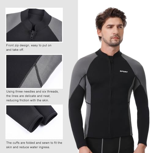 Women Wetsuit Jacket Men Top 2mm and 3mm Neoprene Swim Surfing Kayak miniatura 6