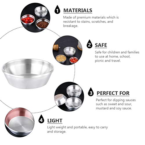 2 peças de pratos de molho de aço inoxidável da Hemoton, pratos redondos para temperos de sushi, pir