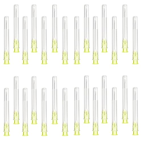 Vokowin Pack of 100pcs (0.9 mm x 25 mm) Stainless Steel Dispensing Tube, Multi-Purpose Measuring Tools, Individually Packed, Refill Tubes for Industry, Hobby and Home Work (K437-1)