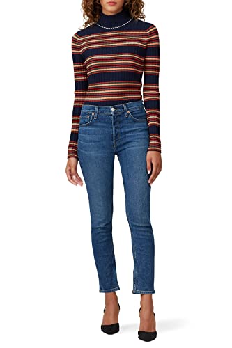 Tory Burch Rent the Runway Pre-Loved Navy Striped Turtleneck, Navy, X-Small