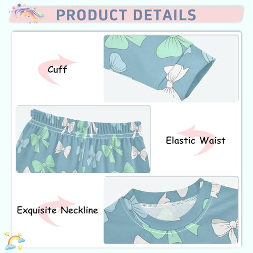 Pajama Sets Long Sleeve Bow Ties in Colors Soft Comfy Sleepwear 2 Piece PJS 3-8T4